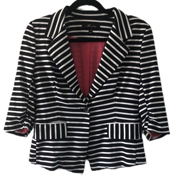 Monteau Striped Blazer M - Picture 4 of 8